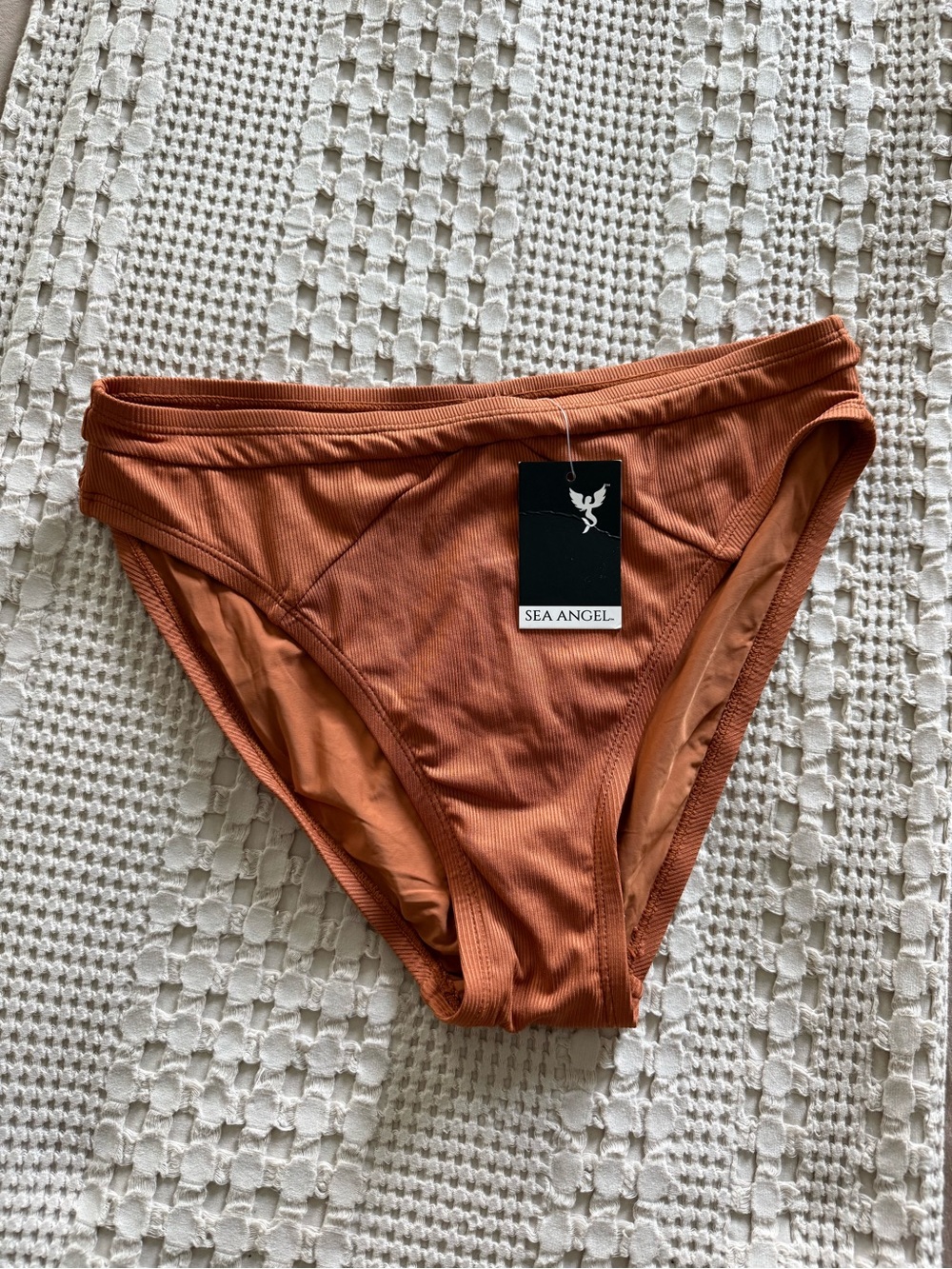 NEW Sea Angel Rust Orange Ribbed Bikini Bottom Size M